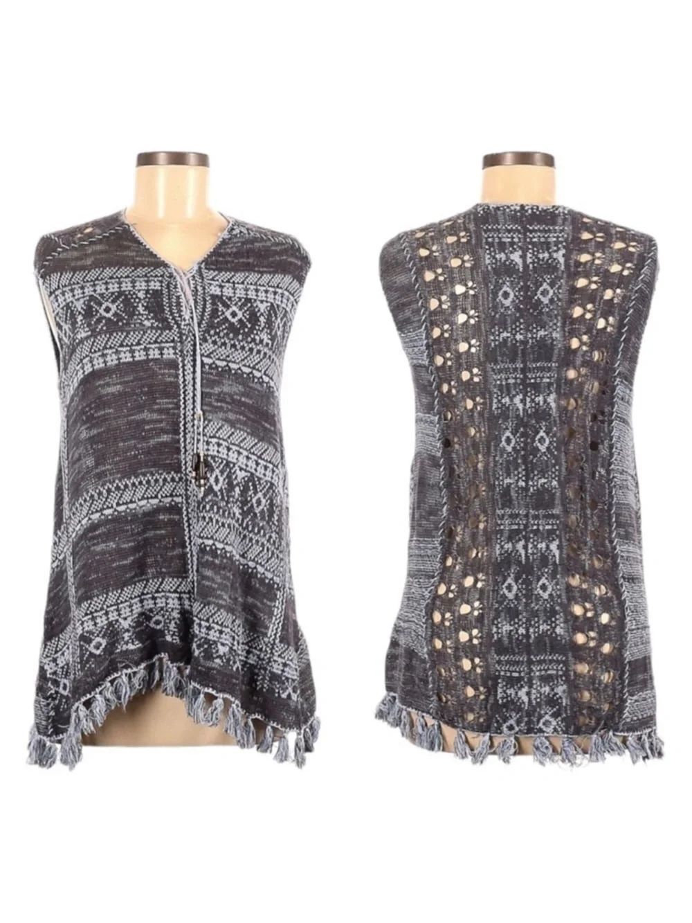 FREE PEOPLE Knit Boho Fringe Tunic XS